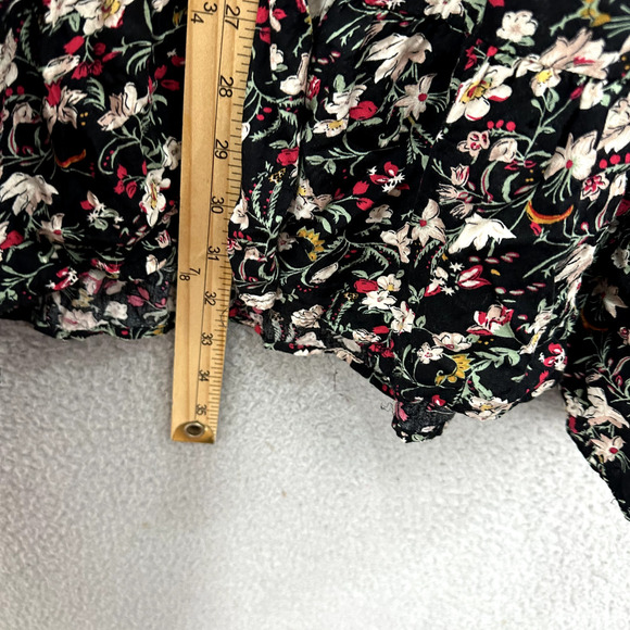 Suzanne Betro Tunic Top Womens 3X Black Floral Pockets Short Sleeve Boho Cottage - Picture 6 of 9
